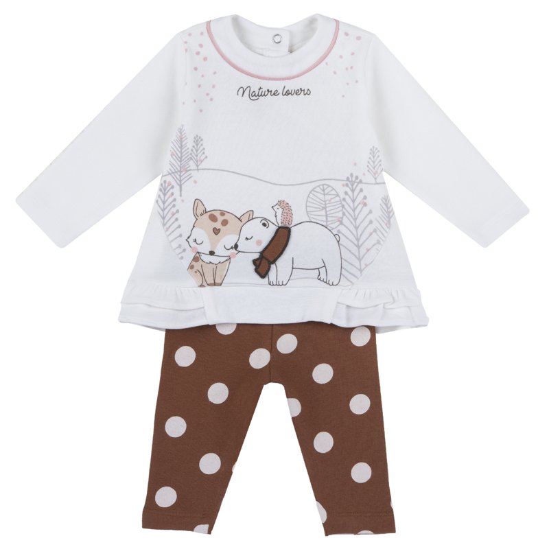 SET 2: DRESS LONG SLEEVE + LEGGINGS - WHITE