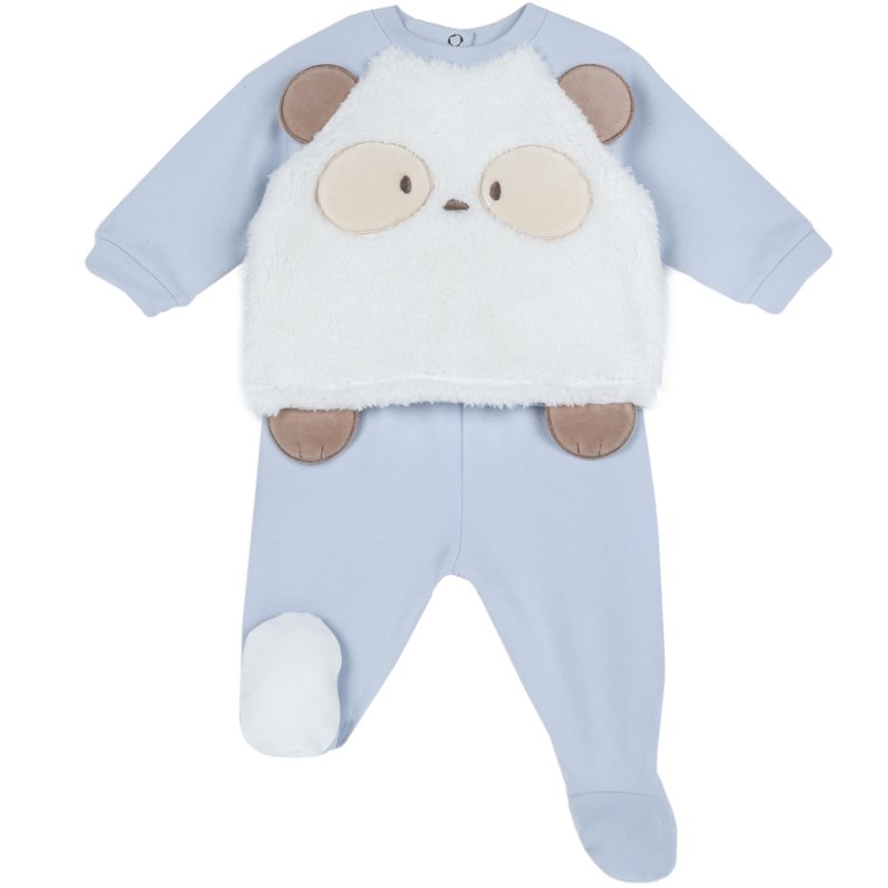 SET 2: BABY SWEATER + LEGGINGS - MEDIUM BLUE/LIGHT BLUE