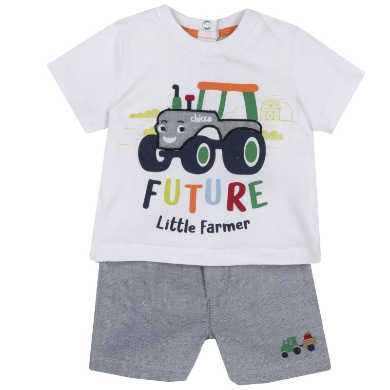 SET 2: T-SHIRT SHORT SLEEVE + SHORTS - MEDIUM BLUE/LIGHT BLUE