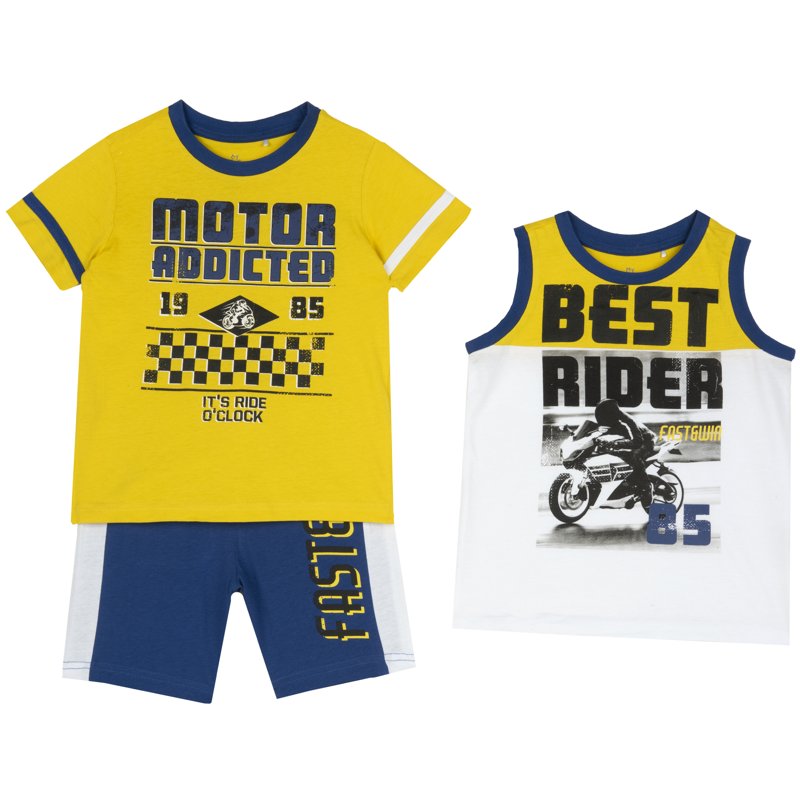 SET 3: T-SHIRT SHORT SLEEVE + TANK TOP + SHORTS - MEDIUM YELLOW