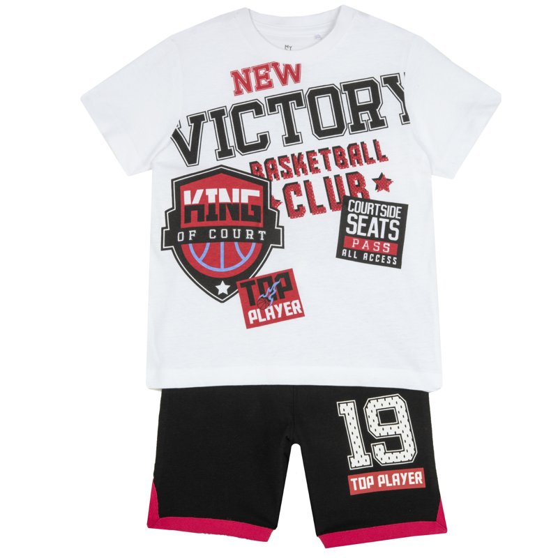 SET 2: T-SHIRT SHORT SLEEVE + SHORTS - WHITE