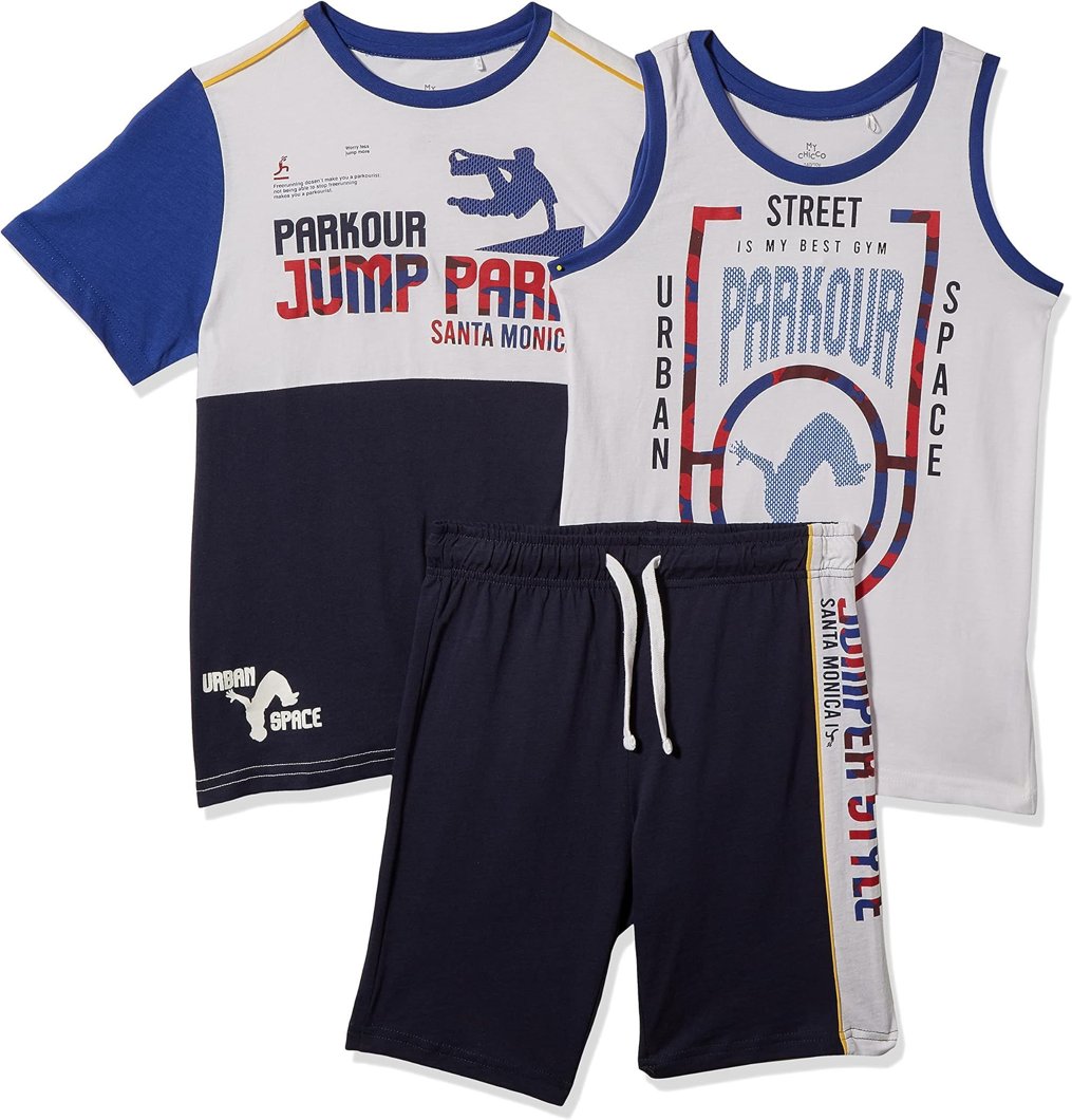 SET 3: T-SHIRT SHORT SLEEVE + TANK TOP + SHORTS - DARK BLUE