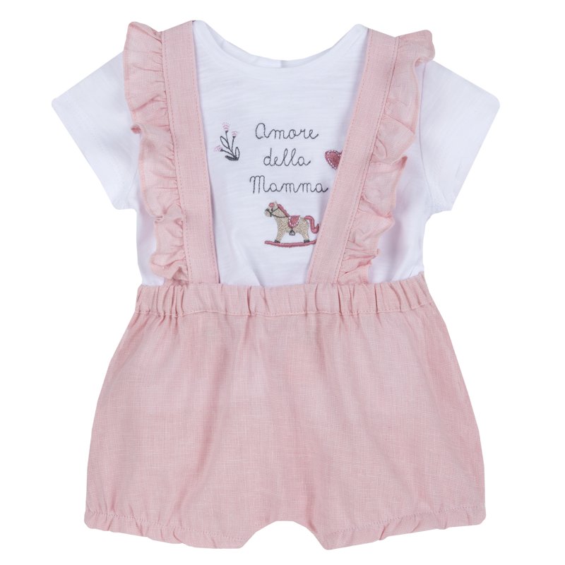 SET 2: T-SHIRT SHORT SLEEVE + SHORTS - LIGHT PINK