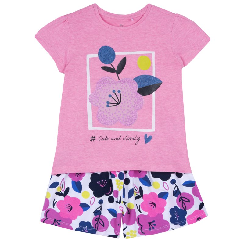 SET 2: T-SHIRT SHORT SLEEVE + SHORTS - LIGHT PINK