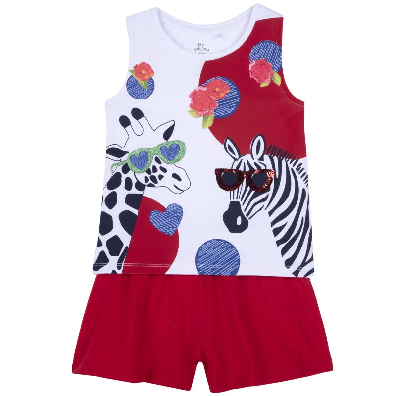 SET 2: TANK TOP + SHORTS - MEDIUM RED