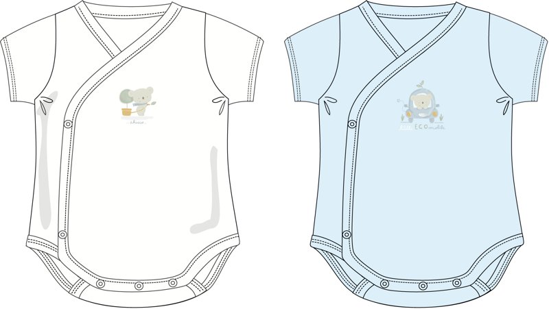 BODYSUIT SHORT SLEEVE 2 PACK - LIGHT BLUE