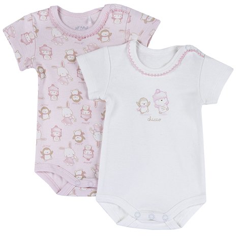 BODYSUIT SHORT SLEEVE 2 PACK - LIGHT PINK