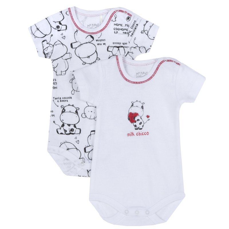 BODYSUIT SHORT SLEEVE 2 PACK - WHITE