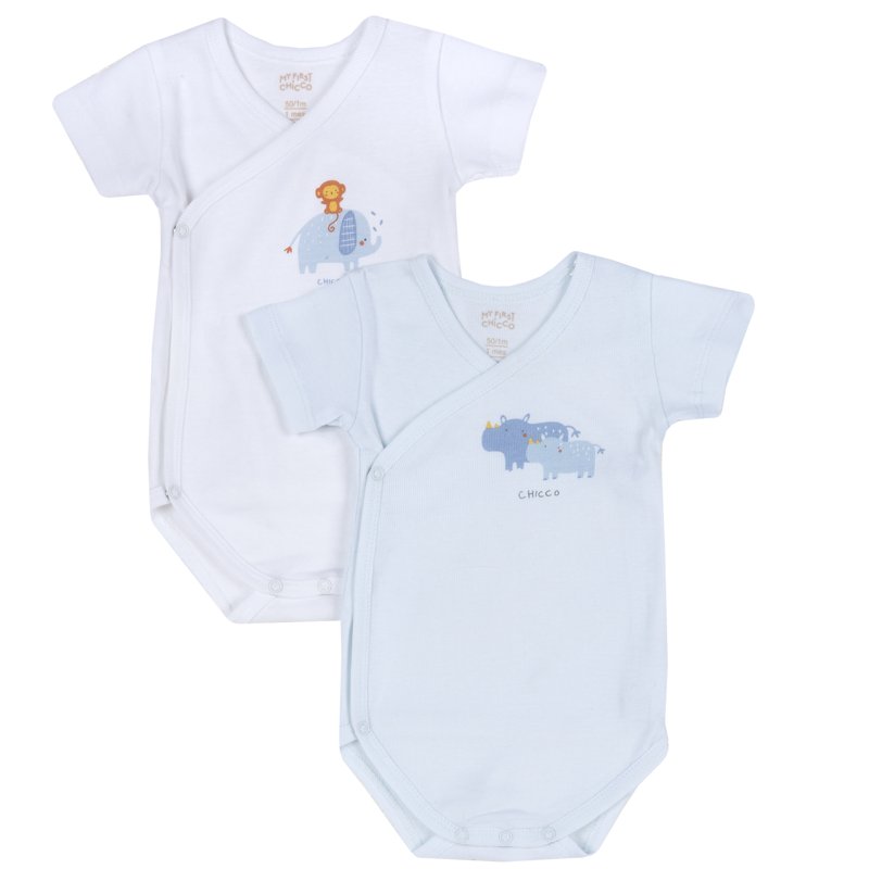 BODYSUIT SHORT SLEEVE 2 PACK - LIGHT BLUE