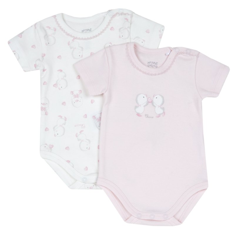 BODYSUIT SHORT SLEEVE 2 PACK - LIGHT PINK