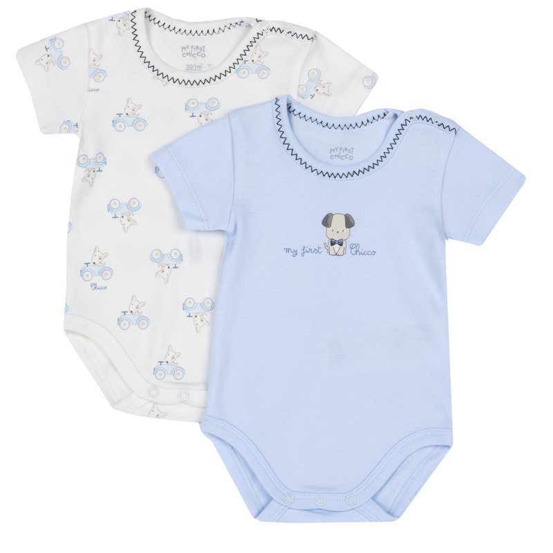 BODYSUIT SHORT SLEEVE 2 PACK - LIGHT BLUE