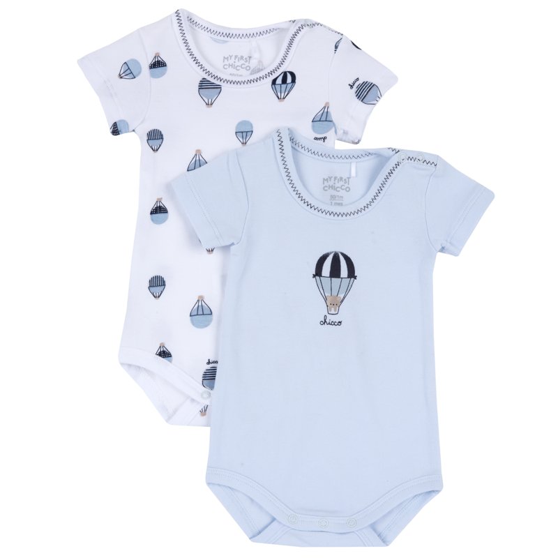 BODYSUIT SHORT SLEEVE 2 PACK - LIGHT LIGHT BLUE