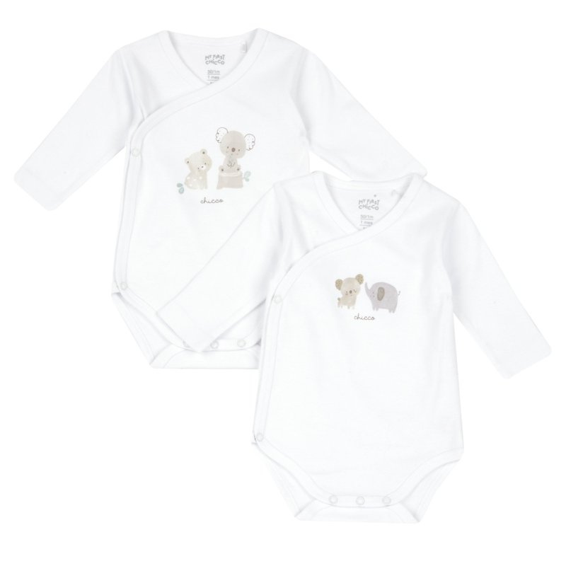 BODYSUIT LONG SLEEVE 2 PACK - WHITE