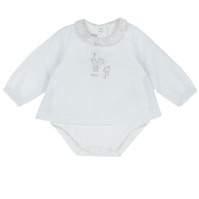 BODYSUIT LONG SLEEVE - WHITE/PINK