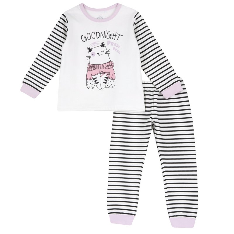 PIJAMA LONG SLEEVE - WHITE/BLACK