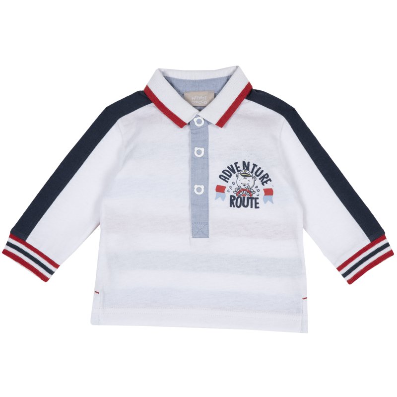 POLO LONG SLEEVE - WHITE/BLUE