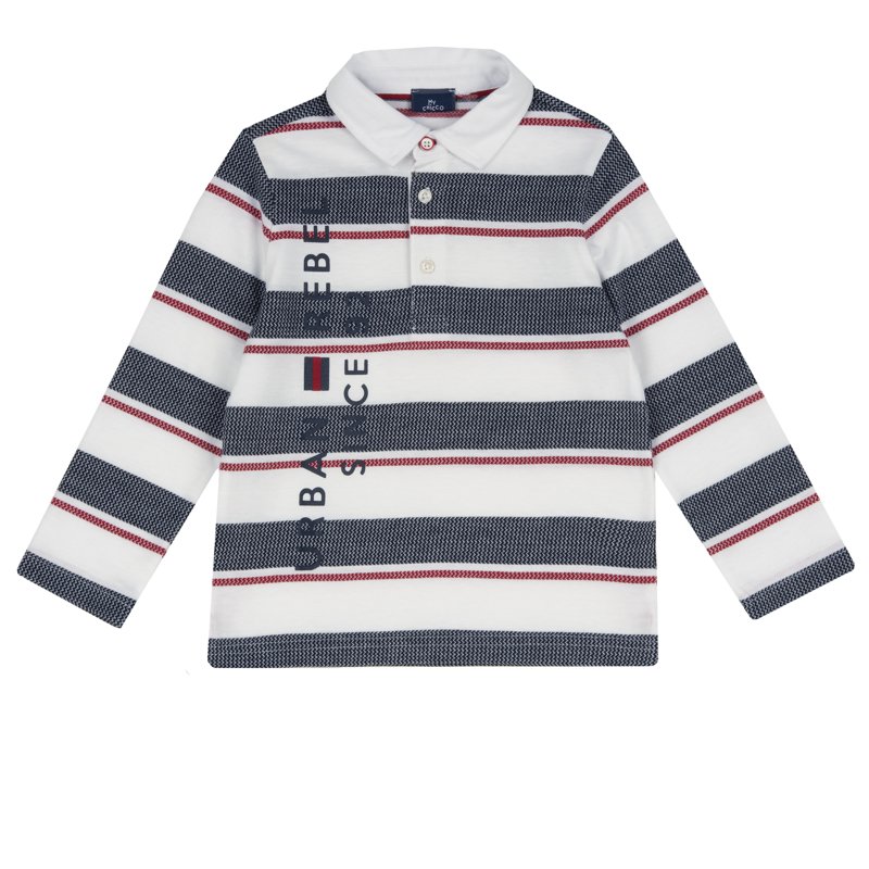 POLO LONG SLEEVE - WHITE/BLUE