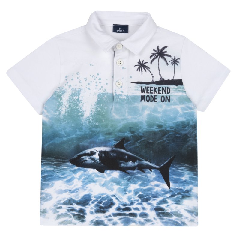 POLO SHORT SLEEVE - WHITE/DARK BLUE