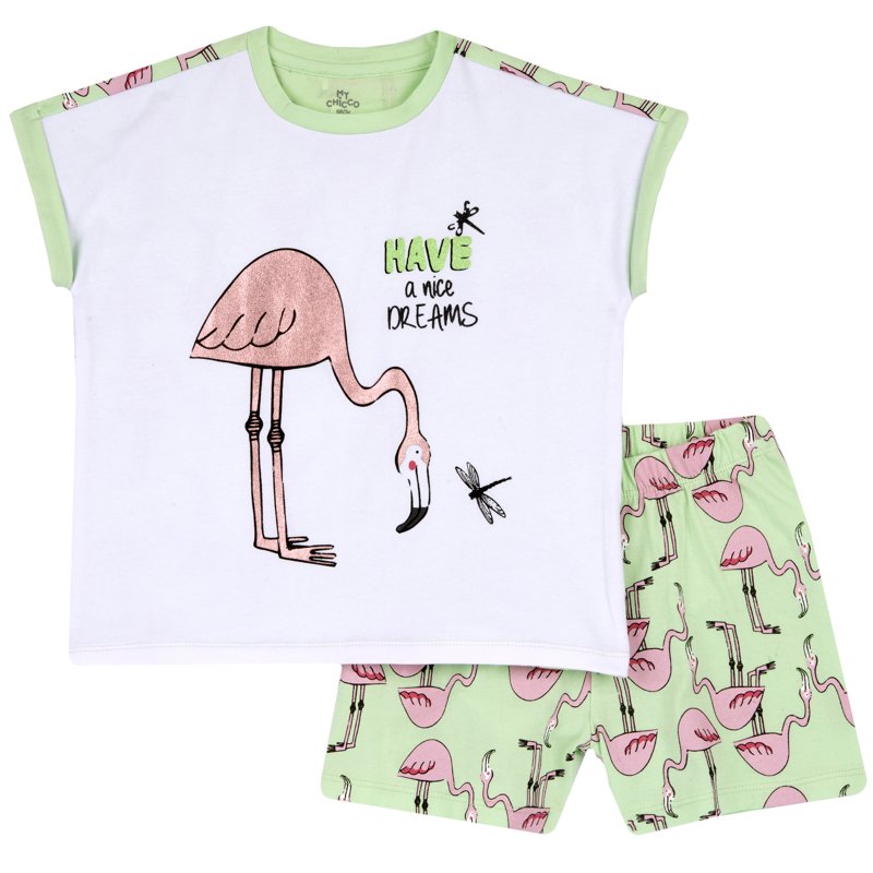 PIJAMA SHORT SLEEVE - WHITE/GREEN