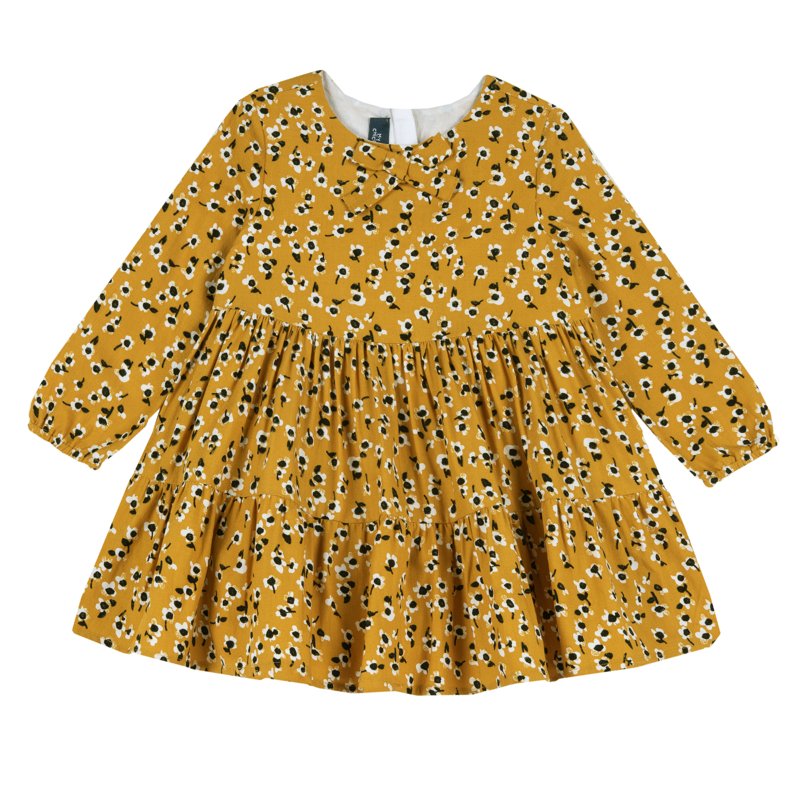 DRESS LONG SLEEVE - YELLOW PRINTED