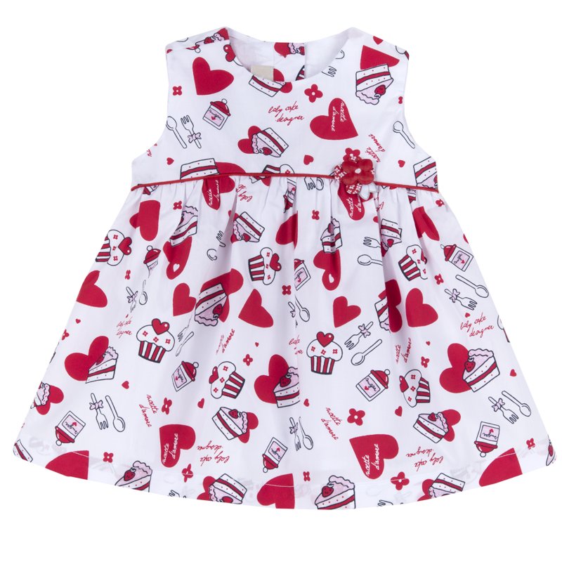 DRESS SLEEVELESS - WHITE/RED