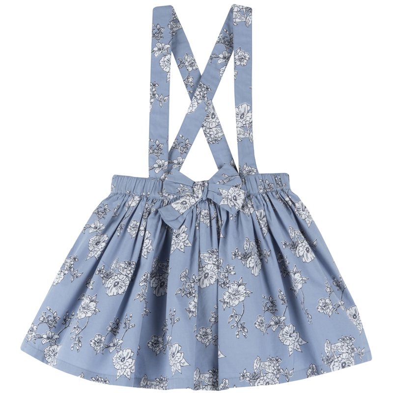 DUNGAREES SKIRT - LIGHT BLUE PRINTED