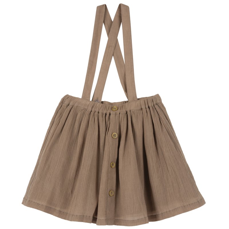 DUNGAREES SKIRT - MEDIUM BROWN