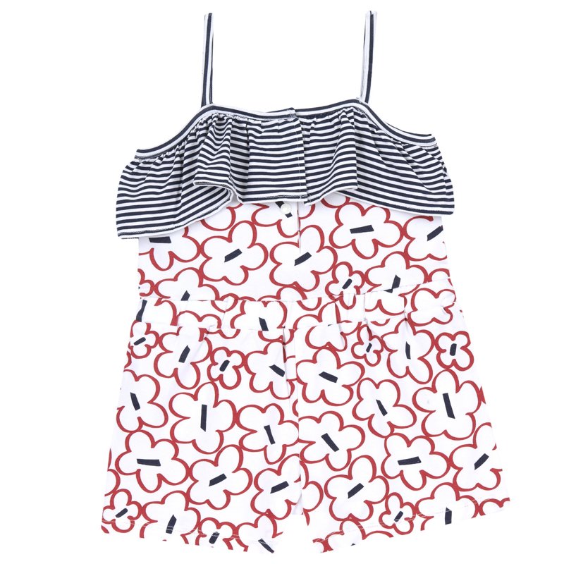 SHORT DUNGAREES - WHITE/RED/GREY