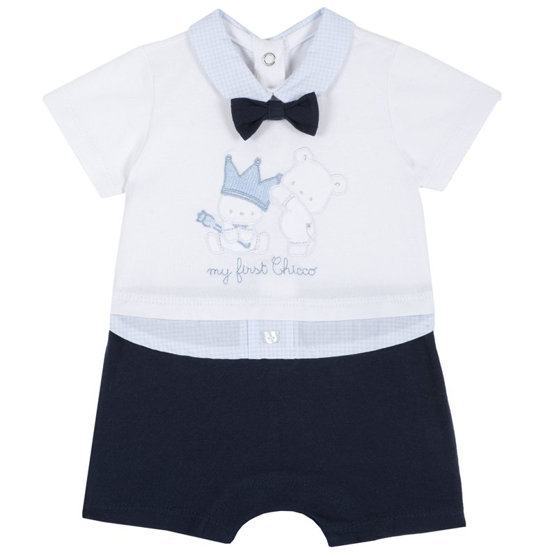 ROMPER SHORT SLEEVE - WHITE/BLUE