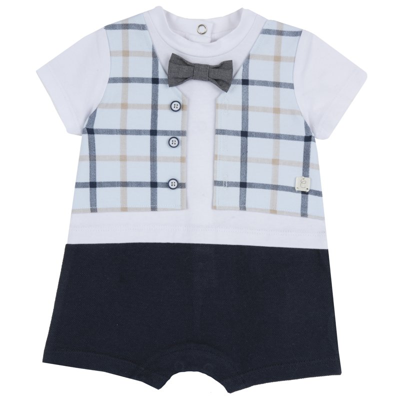 ROMPER SHORT SLEEVE - WHITE/BLUE