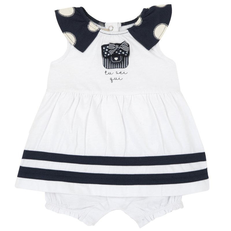 ROMPER SLEEVELESS - WHITE/BLUE