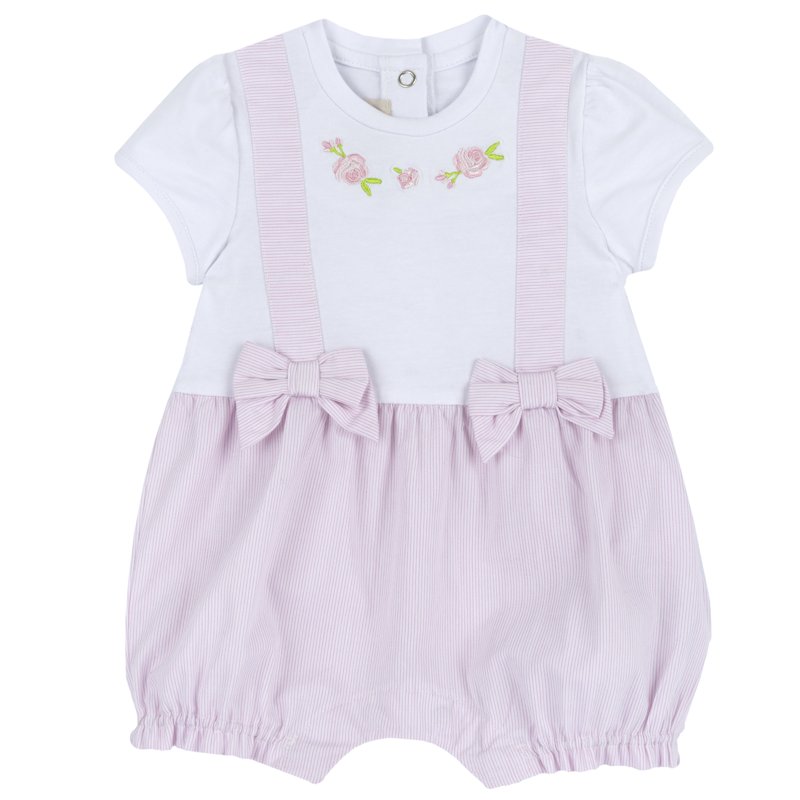 ROMPER SHORT SLEEVE - WHITE/PINK