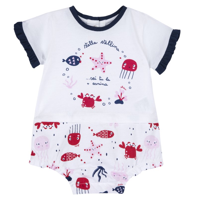 ROMPER SHORT SLEEVE - WHITE/RED