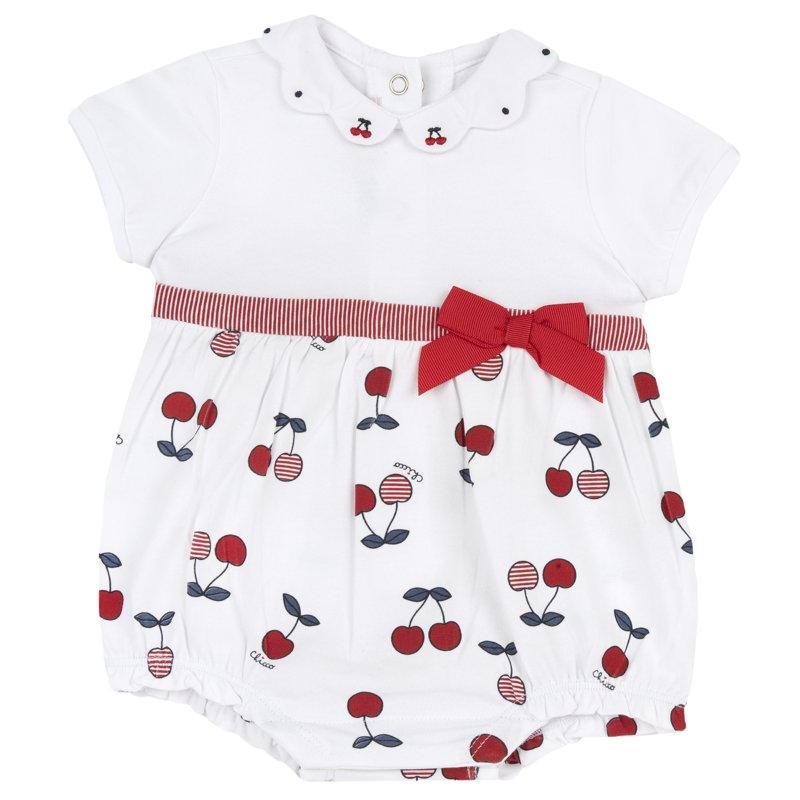 ROMPER SHORT SLEEVE - WHITE/RED/GREY