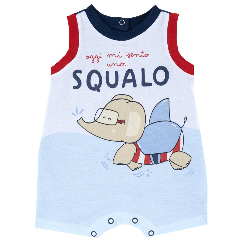 ROMPER SLEEVELESS - WHITE/BLUE