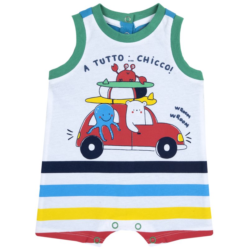 ROMPER SLEEVELESS - WHITE/BLUE