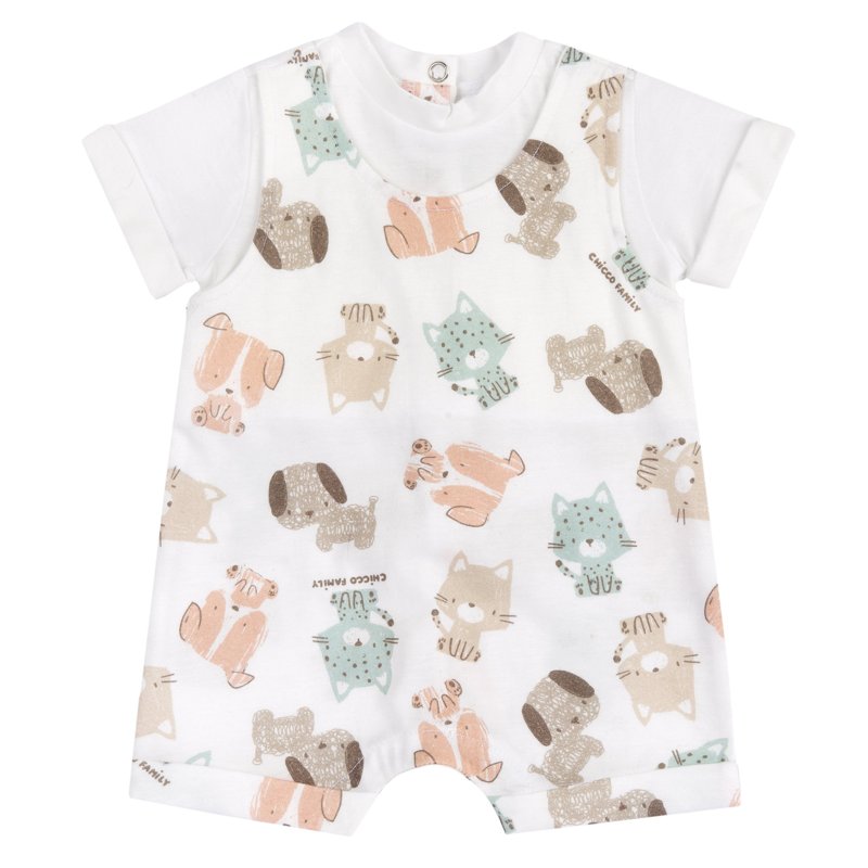 ROMPER SHORT SLEEVE - NATURAL PRINTED