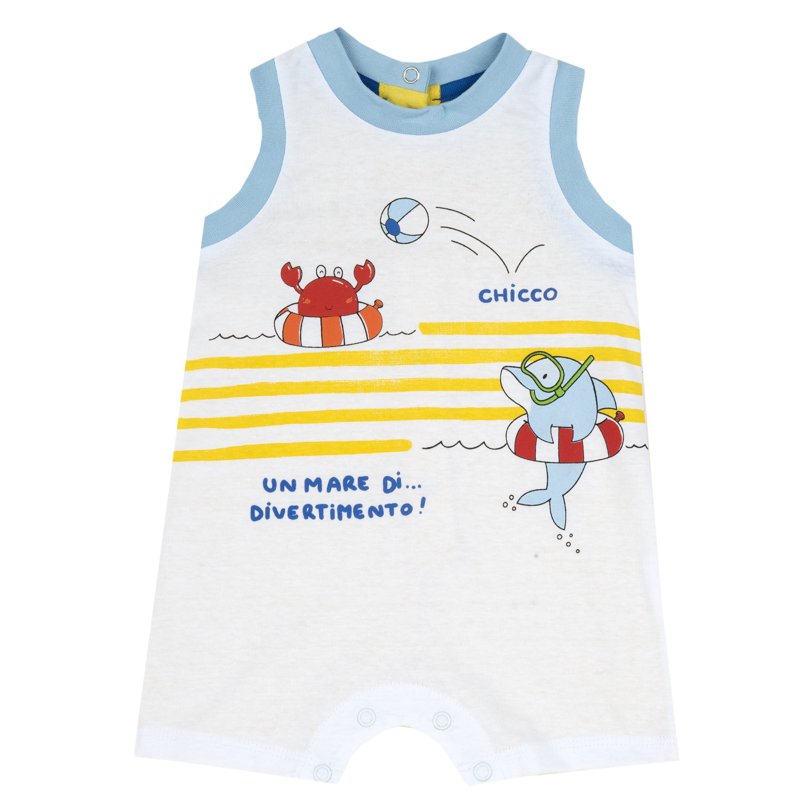 ROMPER SLEEVELESS - WHITE/YELLOW