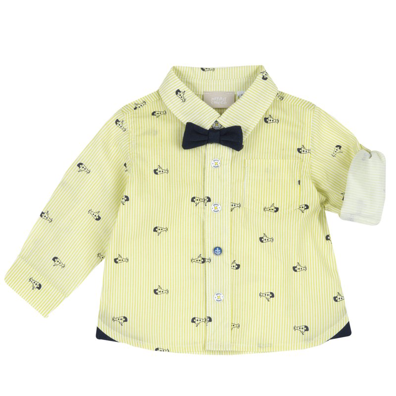 SHIRT LONG SLEEVE - WHITE/YELLOW