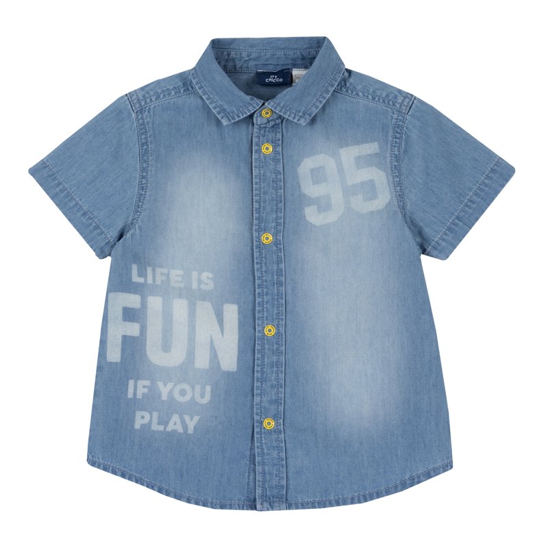 JEANS SHIRT SHORT SLEEVE - MEDIUM LIGHT BLUE