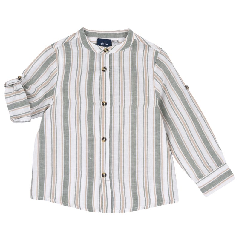 SHIRT LONG SLEEVE - NATURAL STRIPED