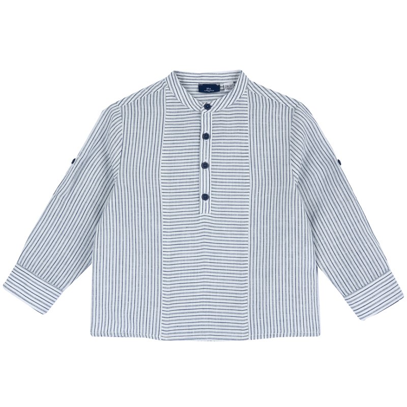 SHIRT LONG SLEEVE - WHITE/BLUE