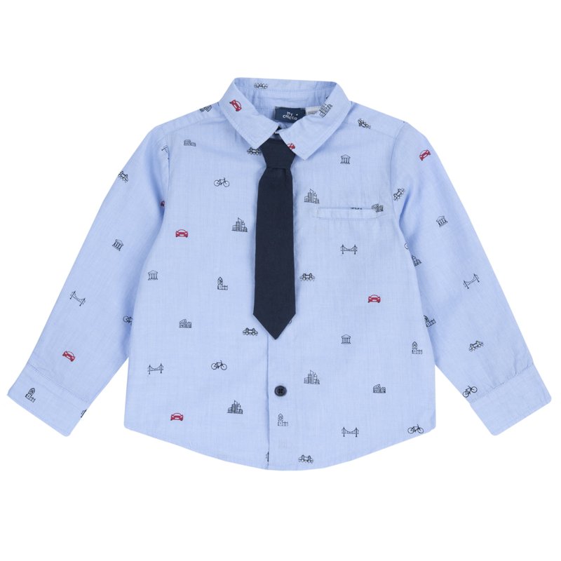 SHIRT LONG SLEEVE - MEDIUM BLUE/LIGHT BLUE