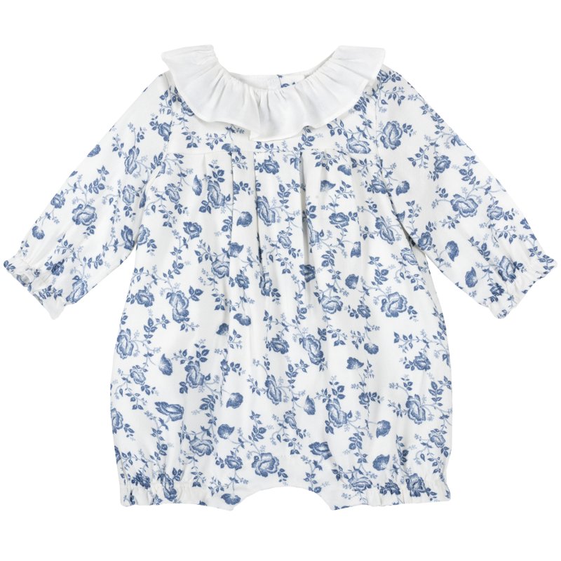 ROMPER LONG SLEEVE - WHITE/BLUE