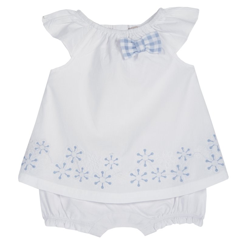 ROMPER SLEEVELESS - WHITE/LIGHT BLUE