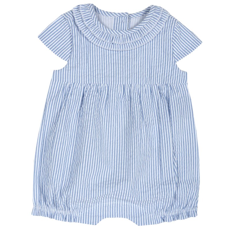 ROMPER SLEEVELESS - WHITE/LIGHT BLUE