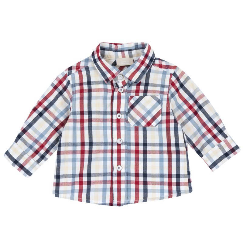 SHIRT LONG SLEEVE - WHITE/RED/GREY