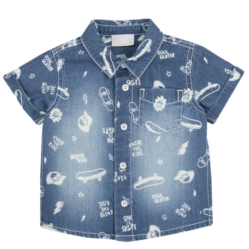 JEANS SHIRT SHORT SLEEVE - MEDIUM BLUE