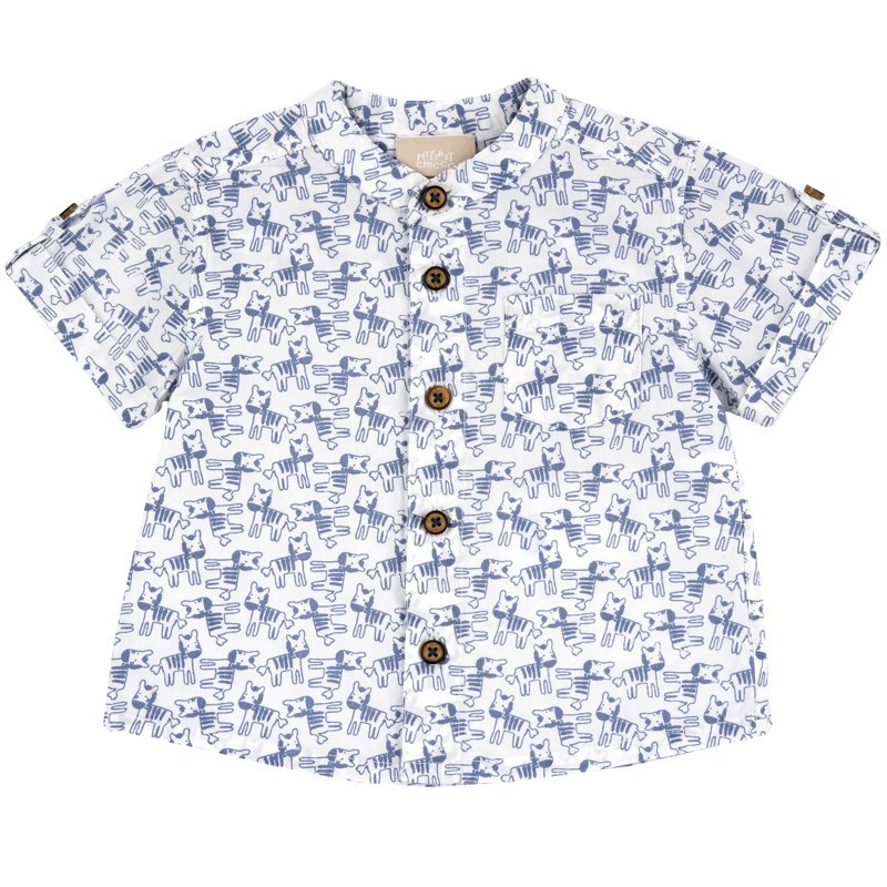 SHIRT SHORT SLEEVE - WHITE/BLUE