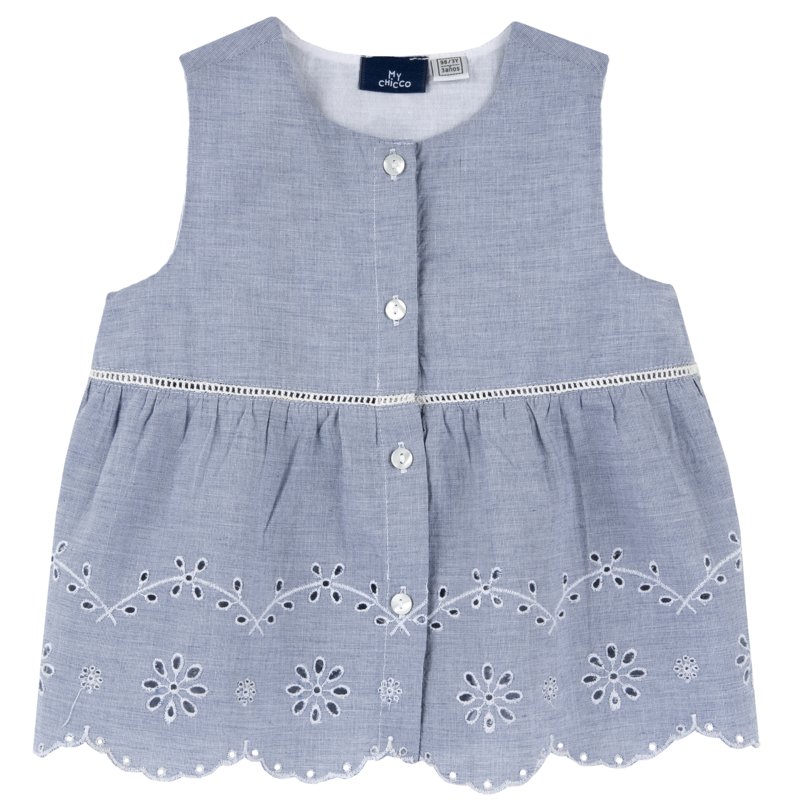 TOP - WHITE/LIGHT BLUE